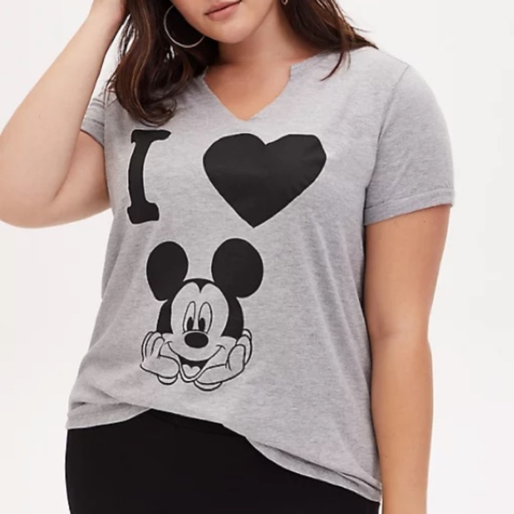 NWT DISNEY MICKEY MOUSE HEART GREY JERSEY TOP